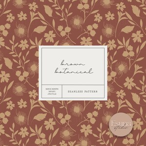 Padrão botânico sem costura marrom, papel floral minimalista, design de tecido de folha neutra, planejador de artesanato retrô para scrapbooking, uso comercial