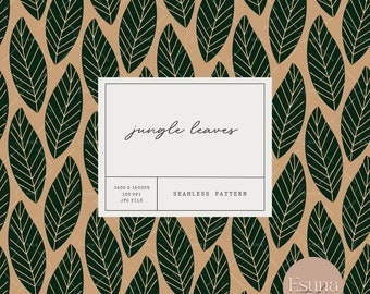 Jungle Leaves Seamless Pattern Jungle Leaf Repeat Pattern Botanical Digital Craft Paper Leaf Fabric Pattern Jungle Leaves Scrapbooking Paper