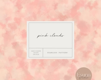 Clouds Abstract Seamless Pattern Pink Abstract Repeat Pattern Peach Clouds Craft Printable Paper Pink Digital Background Scrapbooking Paper