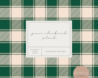 Green Checkered Plaid Seamless Pattern, Christmas Tartan Repeat check, Xmas Digital Craft Paper, Winter Fabric Design, Wrapping Paper