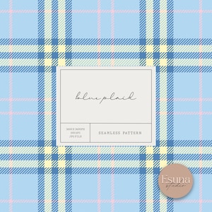Pastel Blue Plaid Seamless Pattern, Light Blue Tartan Digital Craft Planner Paper, Kids Fabric Design, Scrapbooking Paper, Commercial Use