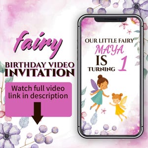 Fairy First Birthday Video Invitation: Animated E-Card (Digital)