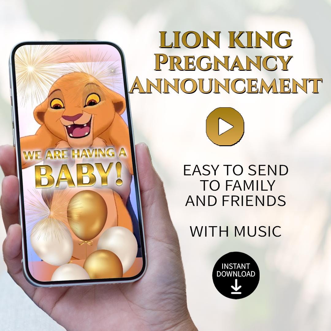 Lion Pregnancy Announcement Video: Animated Gender Reveal (Digital Download