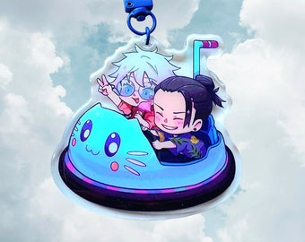 JJK] SatoSugu Bumper Cars | Acrylic Keychain Charm Double-Sided Holographic Gojo + Geto