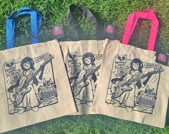 Heartbreak Tour Tote | 12" Hand Screen Printed Double-Sided Y2K Contrast Strap Tote Bag