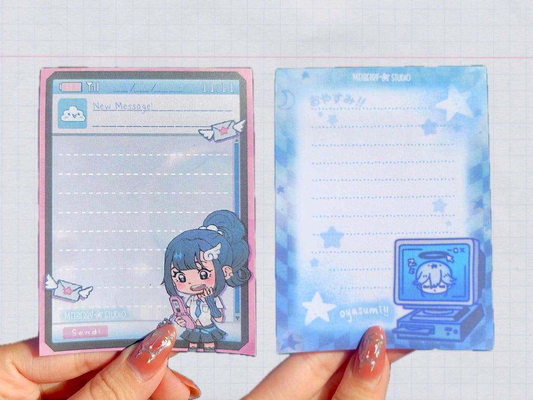 Lin Notes Y2k Digital Messages Y2K Sticky Note Memo Pad Set - Etsy