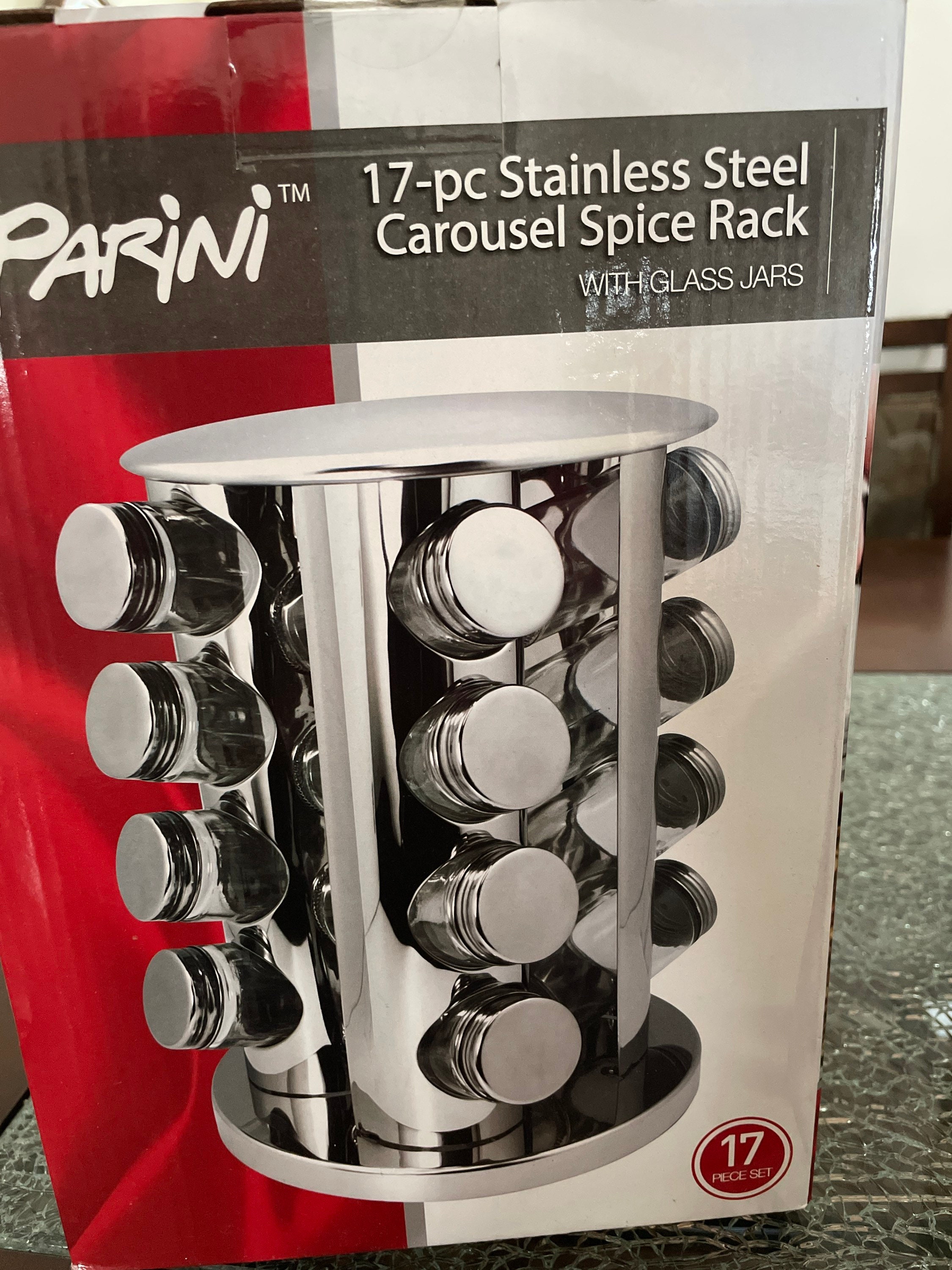 Parini 17 Pc Stainless Steel Carousel Spice Rack With Glass Jars. Etsy