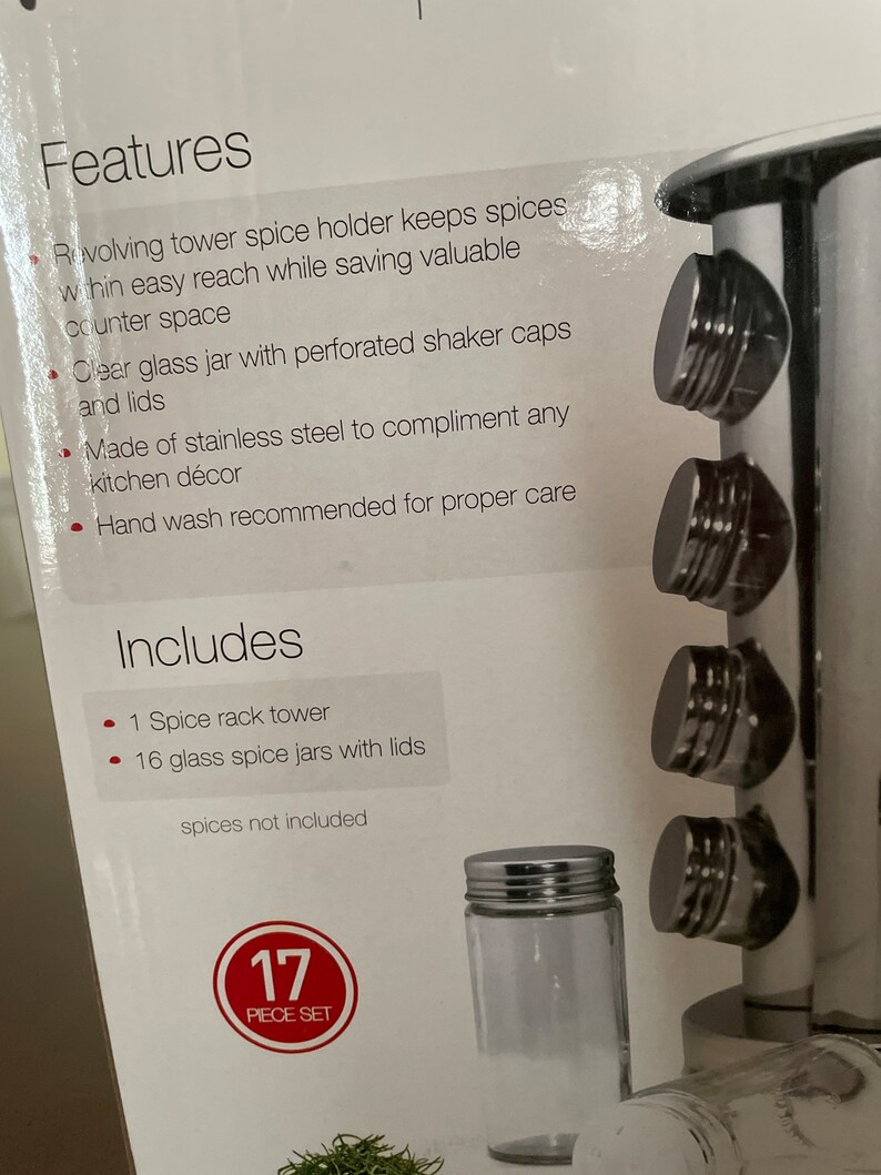 Parini 17 Pc Stainless Steel Carousel Spice Rack With Glass Jars. Etsy