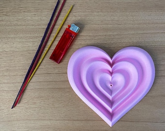 Porta incenso a forma di cuore, in resina rosa, stile Ondo, regalo per San Valentino