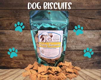 Banana Peanut Butter Dog Treats, Dog Biscuits, Natural Dog Treats, Gourmet Dog Treats, Baked Dod Treats