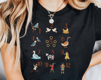Twelve Days Of Christmas Shirt, 12 Days Of Christmas TShirt, Festive Holiday Tee, Christmas Carol Shirt, Vintage Advent Shirt