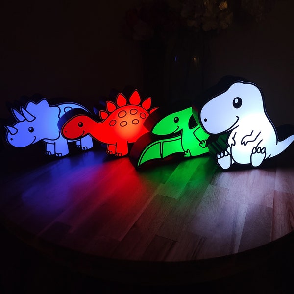 Dinasaur Night Lights. Stegosaurus, Triceratops, T-Rex or Pterodactyl Night Light for Kids Room or Nursery.