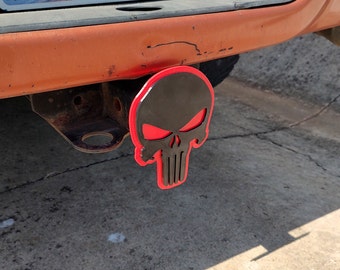 Punisher Trailer Hitch Cover. Two Colors. Several Colors to Choose from.