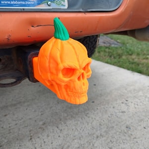 Pokrowiec na zaczep przyczepy w stylu dyni Halloween z czaszką do zaczepów 2&quot;, 2,5&quot; lub 3&quot;
