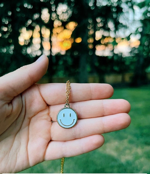 Cute White Gold Smiley Face Necklace