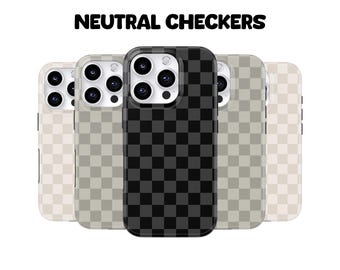 MagSafe Black Checkered Case, Neutral Gray Checkers | iPhone Galaxy Pixel