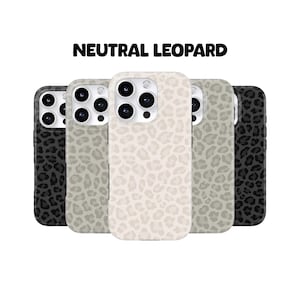 MagSafe Black Leopard Phone Cases, Neutral Light Dark Gray Cheetah Print | iPhone Galaxy Pixel