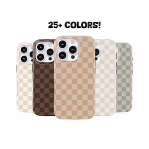 MagSafe Checkered Phone Case, Neutral Fall Cover, brown, beige, cream, gray | iPhone Galaxy Pixel