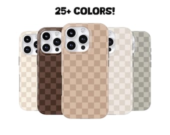 MagSafe Checkered Phone Case, Neutral Fall Cover, brown, beige, cream, gray | iPhone Galaxy Pixel