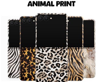 MagSafe Animal Print Galaxy Z Flip 6 7 7FE Phone Cases, leopard phone cover, tiger, zebra, tortoise, snake, giraffe, deer, cheetah neutral