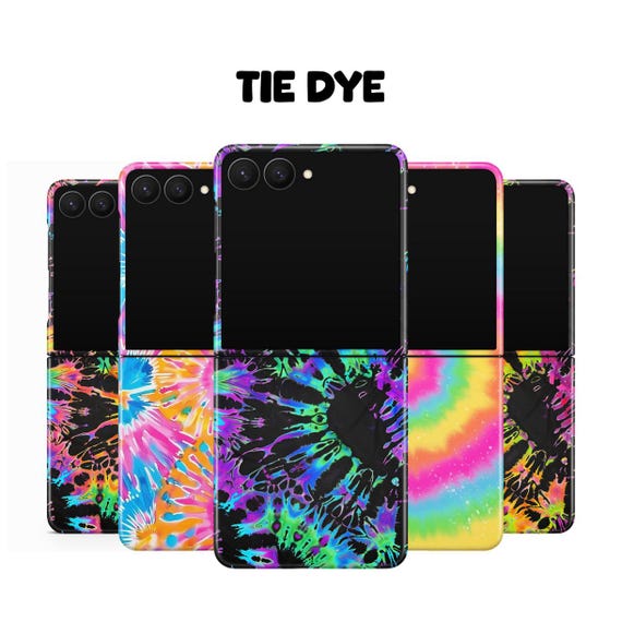 MagSafe Tie Dye Samsung Galaxy Z Flip 6 7 7FE Phone Cases, rainbow swirl, purple, blue, orange, teal, pink, yellow, summer, psychedelic