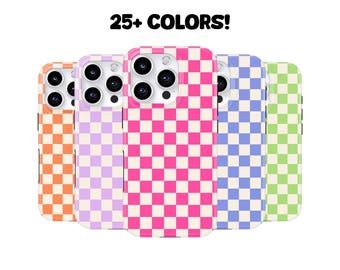 MagSafe Checkered Phone Case, Red Orange Yellow Green Blue Purple Pink | iPhone Galaxy Pixel