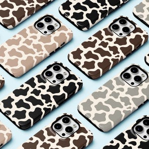 MAGSAFE Neutral Cow Print Phone Case, Country cover, 12 13 14 15 16 pro max plus, galaxy s10 s20 s21 s22 s23 s24 s25 ultra, pixel 6 7 8 9 XL