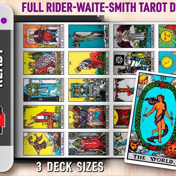 Printable Tarot Cards | Rider Waite Smith Printer Sheets | Journaling Stickers | Tarot Deck Stickers | Major Arcana | PDF | SVG | Cricut
