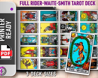 Printable Tarot Cards | Rider Waite Smith Printer Sheets | Journaling Stickers | Tarot Deck Stickers | Major Arcana | PDF | SVG | Cricut