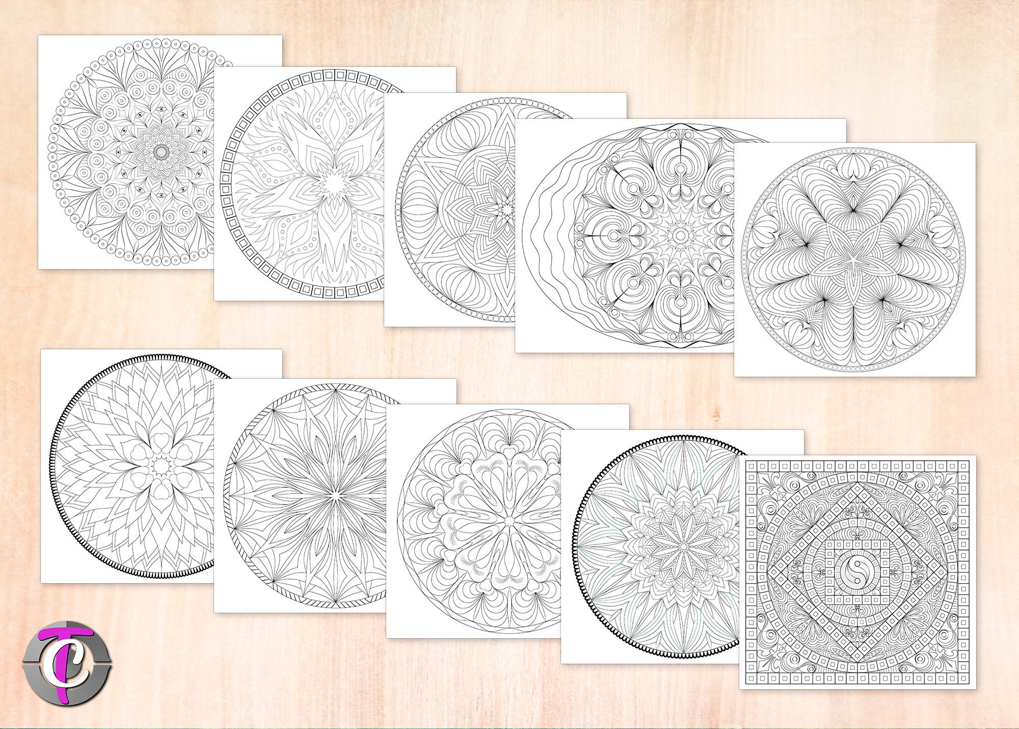 Printable Mandalas: Flower Set 1 Printable PDF Format Printable Adult Colouring Page Printable