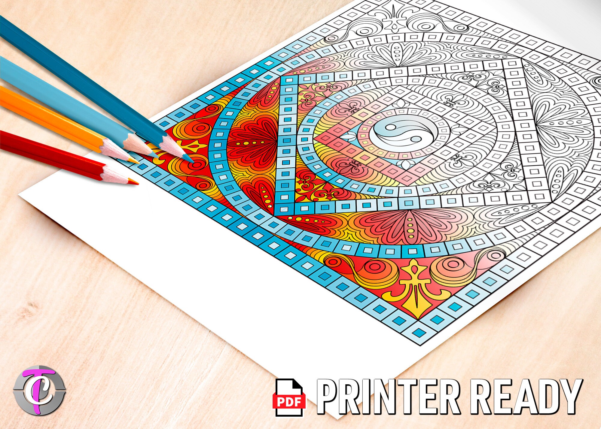 Printable Mandalas: Flower Set 1 Printable PDF Format Printable Adult Colouring Page Printable