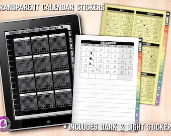 Transparent Calendar Stickers 2024/2025 | Digital Calendar 2025 | Digital Calendar Stickers | Calendar For Planner | Goodnotes/Notability