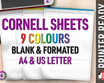 Cornell Notes Printable | Cornell Notes Method | Lecture Notes Printable | Printable Cornell Notes Template | Cornell Method PDF