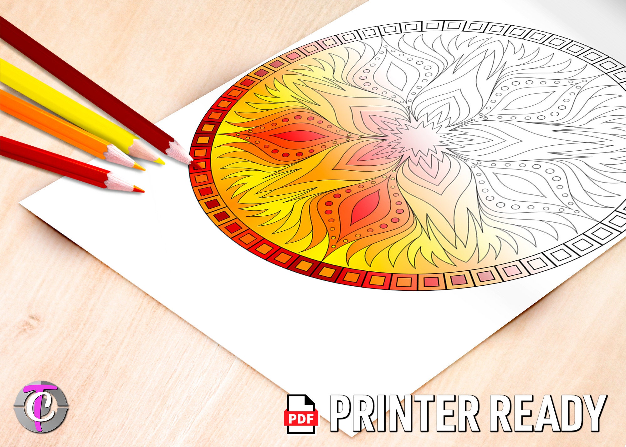 Printable Mandalas: Flower Set 1 Printable PDF Format Printable Adult Colouring Page Printable