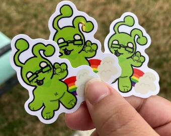 chubby stupid alien sticker (2”)