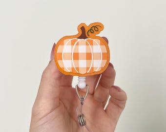 Pumpkin Nurse Badge Reel: Fall Retractable ID Holder