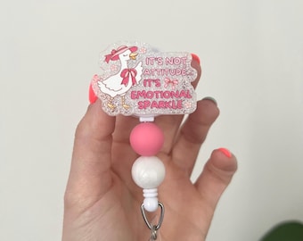 Portacredencial retráctil de acrílico con cuentas de silicona - Credencial de enfermera retráctil, Portacredencial, Portacredenciales, Portacredencial retráctiles, Portacredencial Silly Goose