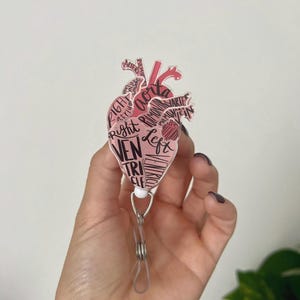 Heart Badge Reels, Anatomical Badge Reel, RN Badge Reels, Badge Reel, Badge Reels, Badges, Retractable Badge Reels, Cardiology Badge Reels