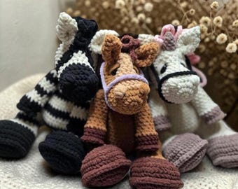 BIG FOOTED Harlee the Horse PDF Crochet Pattern with Unicorn & Zebra Mod