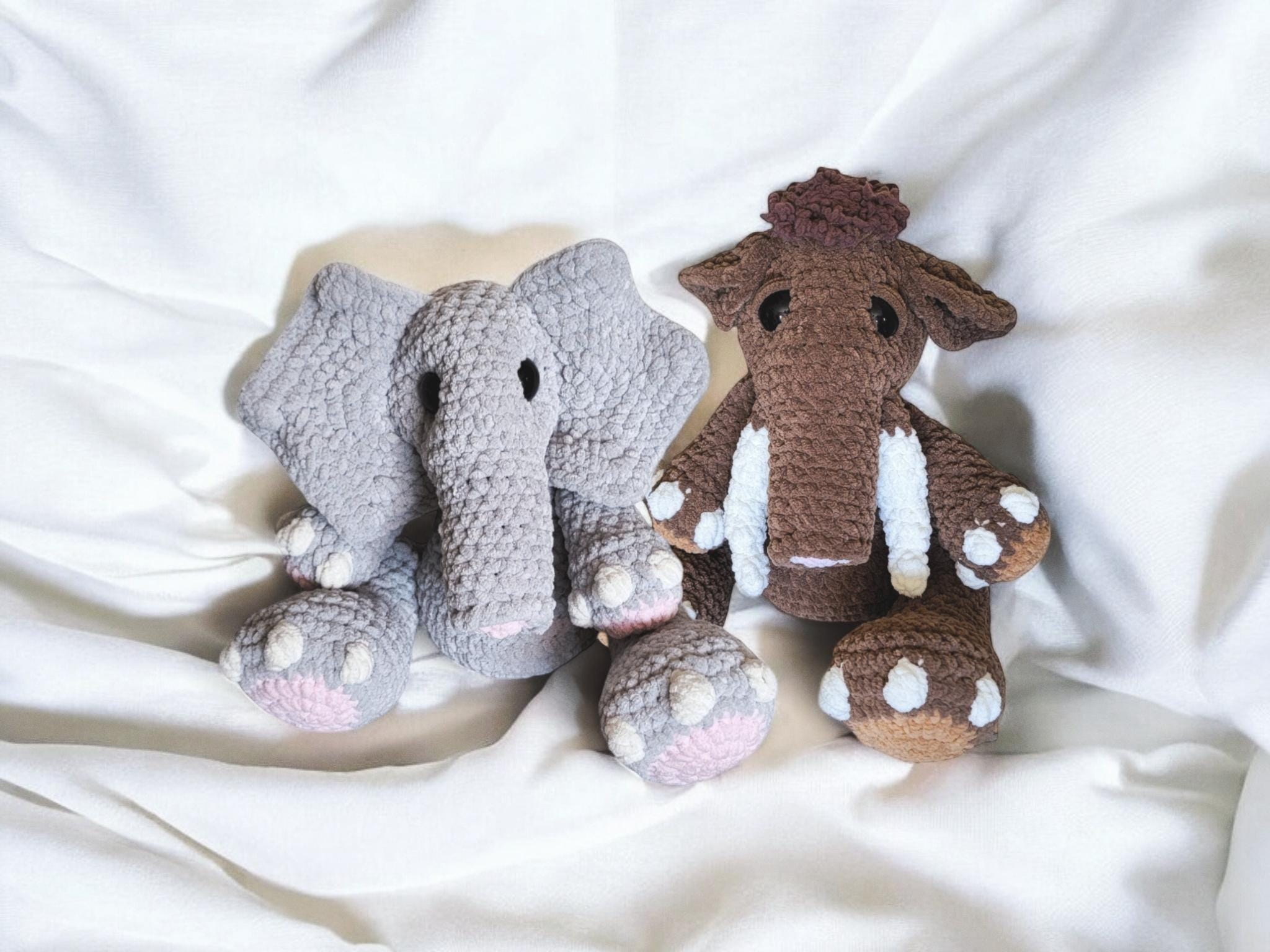 BIG FOOTED Low Sew Emmy the Elephant with Monty the Mammoth Mod PDF Crochet Pattern