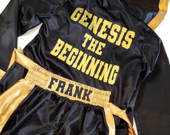 Personalized adult boxing set robe, shorts.