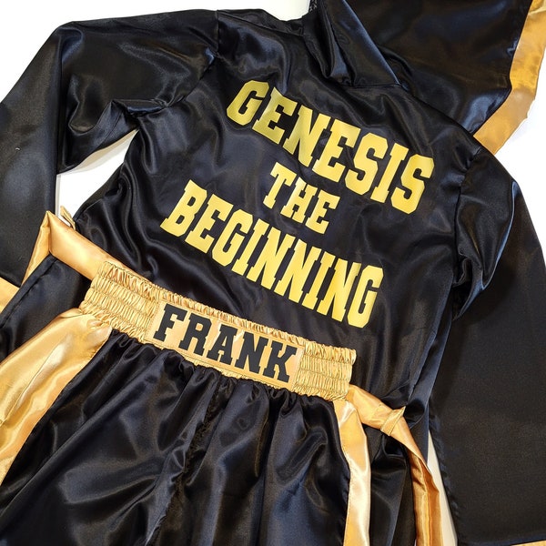 Personalized adult boxing set robe, shorts.