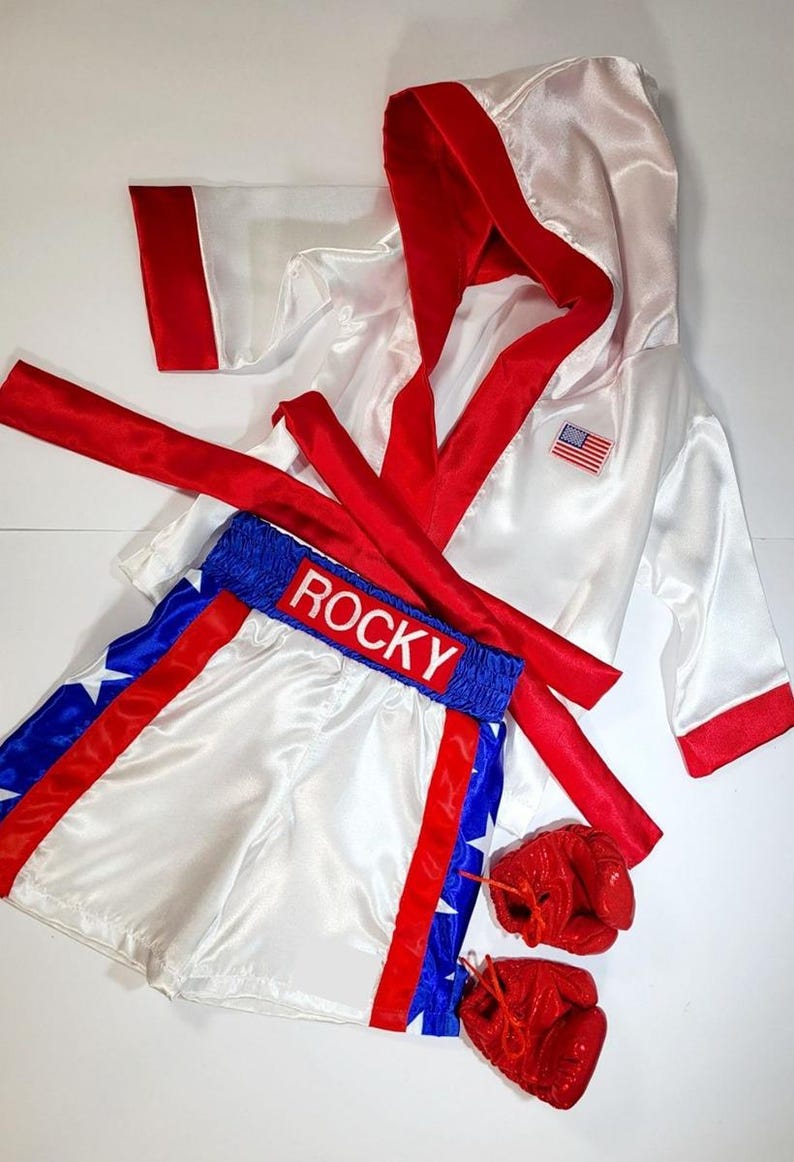 Personalized Boxing Set Robe, Shorts, Wearable Baby Gloves image 3