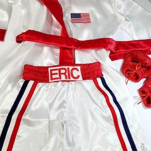 Personalized Boxing Set Robe, Shorts, Wearable Baby Gloves