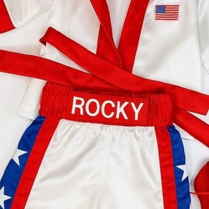 Personalized Boxing Set Robe, Shorts, Wearable Baby Gloves Red American Set