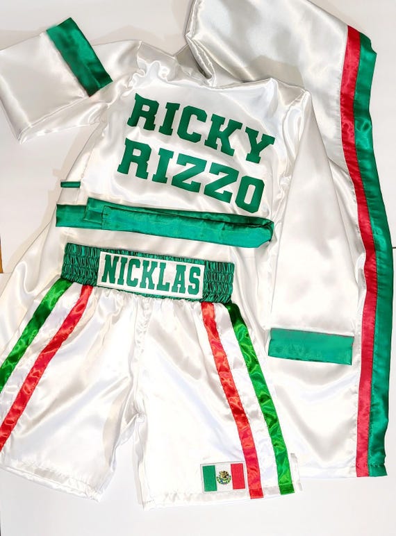 Personalized Satin Boxing Set: Robe and Shorts, USA Made