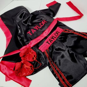 Personalized Boxing Set Robe, Shorts, Wearable Baby Gloves