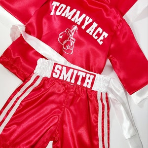 Kids personalized boxing set robe, shorts, baby gloves. image 7