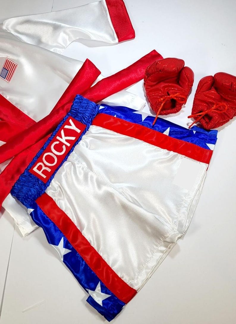 Personalized Boxing Set Robe, Shorts, Wearable Baby Gloves image 4