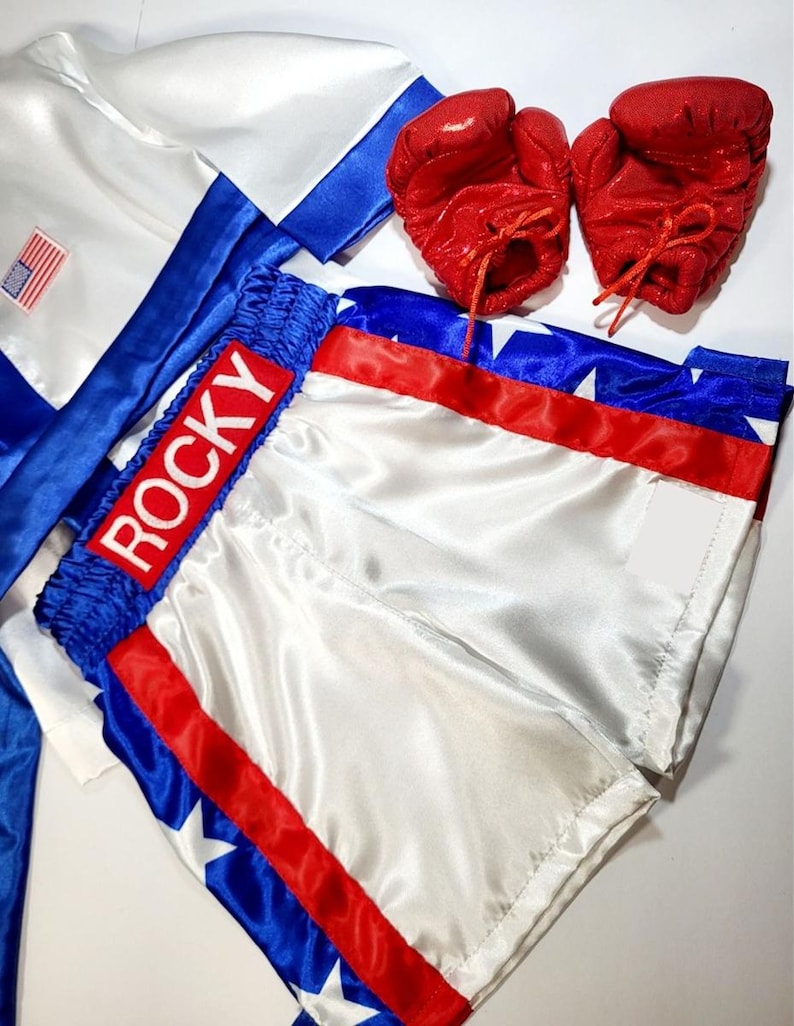 Personalized Boxing Set Robe, Shorts, Wearable Baby Gloves image 5